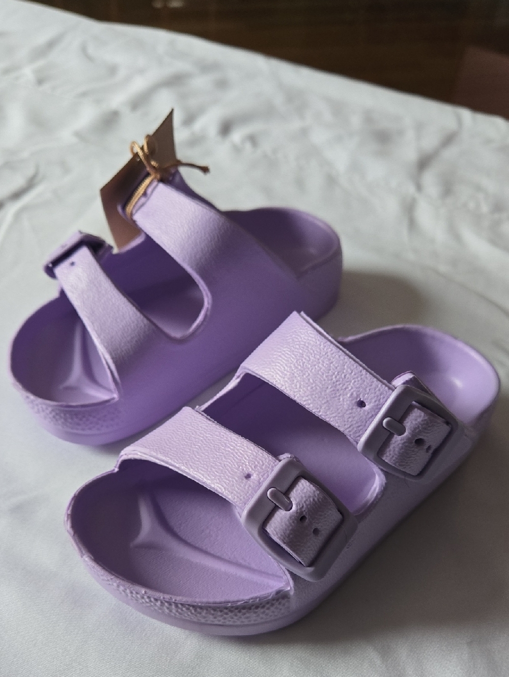 Lilac Kids Double-Buckle Slide Sandals